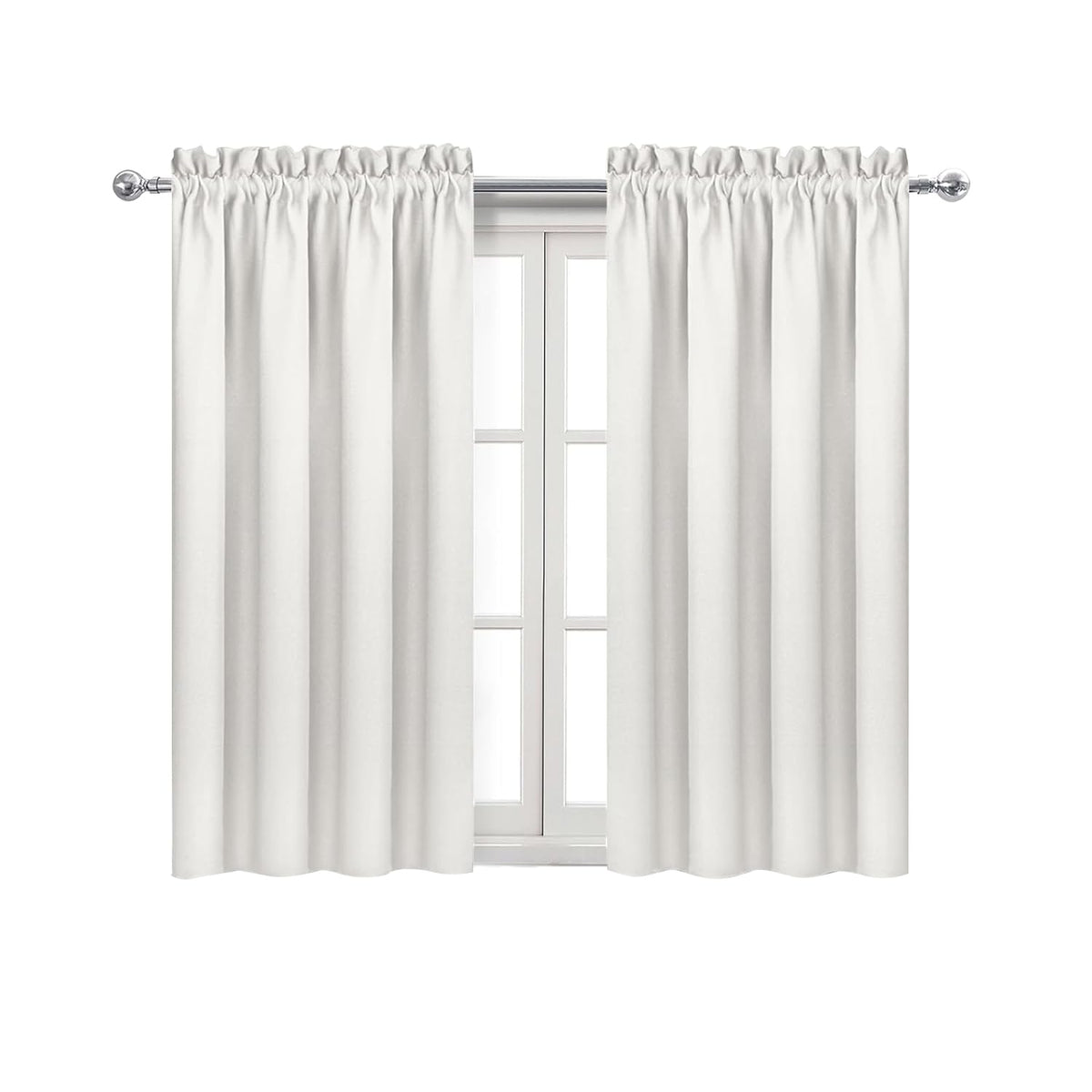 Blackout Curtains for Bedroom Living Room 42 x 54 Inch Long Ivory (2 Count)