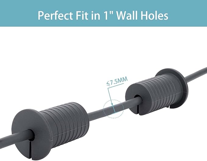 2 Pcs Starlink Cable Routing Kit for 1 Inch Wall Hole, Starlink Wall Grommet, Perforated Silicone Grommet, Cable Punch Grommet, Wall Grommet for Starlink Ethernet Cable （Grey