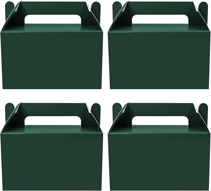 Oletx 50Pcs Dark Green Gable Gift Boxes, 5.9'' Small Party Favor Treat Box, Goodie Box, Cookie Candy Box for Christmas Happy Holiday Birthday Party, Classroom Activity and Any Fun Occasion Decoration