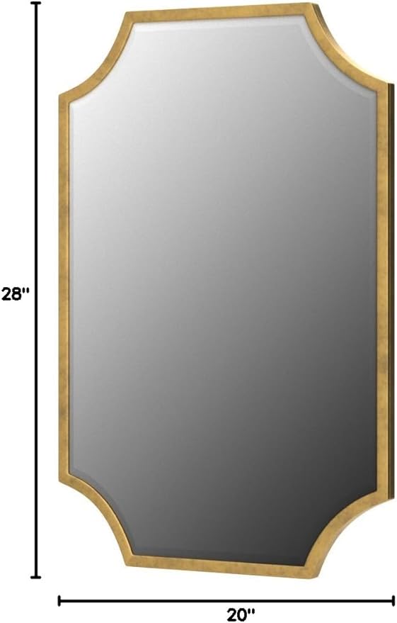Kelly Miller Small Gold Mirror for Wall, 20"x28" Gold Bathroom Vanity Mirror Scalloped Mirror Decorative Wall Mirror Beveled for Master Bath Half Bath Living Room Bedroom Fireplace Mantle Entryway