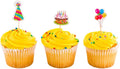 Restaurantware-Top Cake 3.5 x 1.3 Inch Birthday Cupcake Toppers, 24 Piece Assorted Birthday Cupcake Decorations - Cake Decoration Supplies, For Appetizers Or Desserts, Paper Birthday Cupcake Picks