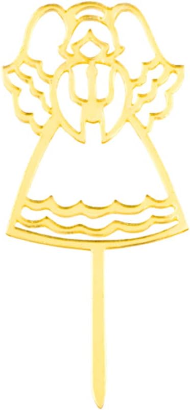 Restaurantware Top Cake 3 X 1.3 Inch Cake Toppers 10 Angel Cake Topper Inserts - Sturdy With Mirrored Detail Gold Paper Cake Decoration Birthday Baby Shower Holidays Supplies