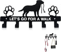 Dog Leash Holder for Wall, Key Holder Mount with 5 Metal Hooks, Pet Leash and Key Organizer, Screw Mounted Rack for Leashes Keys Collars, Entryway Garage Mudroom