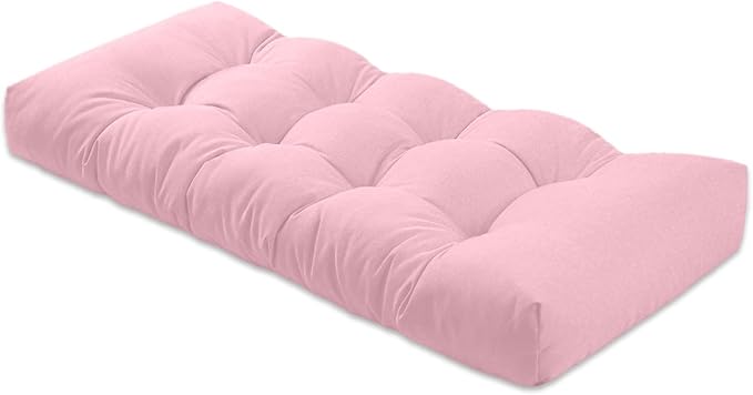 Bench Cushion 59 inches,Indoor/Outdoor Non-Slip Tufted Cushions, Premium Waterproof Linen, Soft Piano Sofa Cushions, High-Density Memory Foam(Light Pink-59x16x4in)