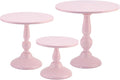 Set of 3 Pink Cake Stands, QENUIITEA Metal Round Cake Holder Dessert Pie Pizza Display Stand 8" 10" 12" Serving Tray Decoration for Wedding Celebration Party Birthday Baby Shower