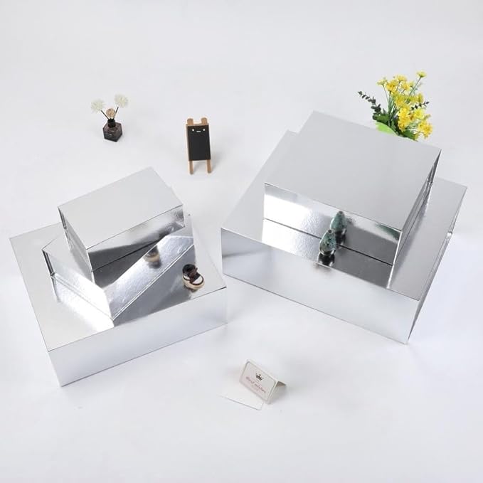 UoeRing 1 Pcs Silver Gift Box 9.5x6x3 inch Small Luxury Gift Box for Presents with Magnetic Lid Collapsible,Birthday,Christmas,Contains Card, Ribbon, Tissue Paper,Shredded Paper Fille