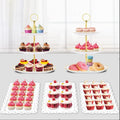 PinCute 5 Pcs Dessert Table Display Set - 2 X Cupcake Stand Holder/Cup Cake Tier Tower & 3 X Serving Tray Combo for Tea Party, Birthday, Baby Shower (Round)