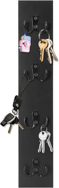 UCEC Vertical Key Holder Wall Mount – Solid Wood Key Rack with Hooks, Space-Saving Organizer for Entryway, Garage & RV – Easy Install, Wall Hooks for Hanging, Black