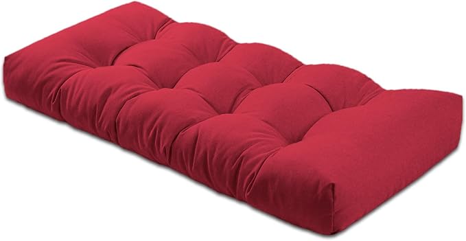 Bench Cushion 27 inches,Indoor/Outdoor Non-Slip Tufted Cushions, Premium Waterproof Linen, Soft Piano Sofa Cushions, High-Density Memory Foam(Dark Red-27x12x4in)