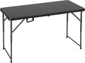FDW 4FT Folding Table, Portable Fold-in-Half Plastic Picnic Party Table with Carrying Handle (Black, 4FT)