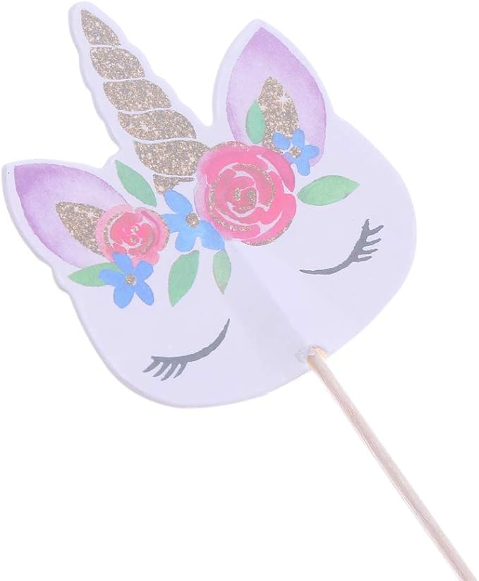 CCINEE 48pcs Rainbow Unicorn Cupcake Toppers Picks Double-Sided Paper Unicorn Cake Toppers for Birthday Party Dessert Decoration