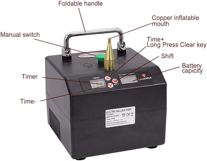 Lagenda B231 Electric Air Inflator Singel Nozzle Digital Timer Electric Balloon Inflator