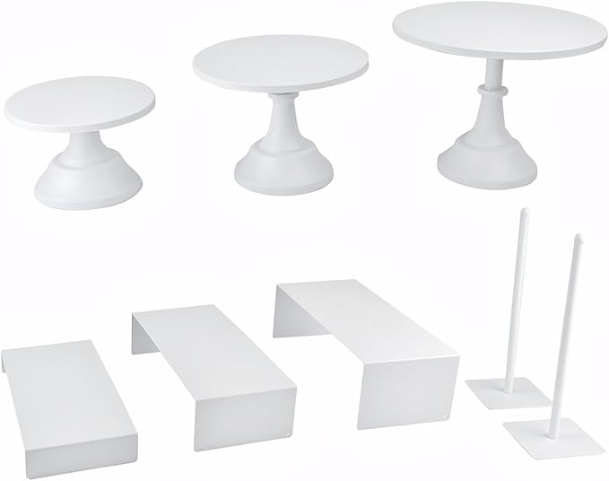 Set of 8 White Cake Stands Donut Holder Metal Dessert Display Risers Cupcake Stand Serving Platter for Weddings Birthday Baby Showers Anniversary Party