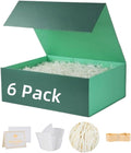 UoeRing 6 Pack Green Gift Box 9.5x6x3 inch Small Luxury Gift Box for Presents with Magnetic Lid Collapsible,Birthday,Christmas,Contains Card, Ribbon, Tissue Paper,Shredded Paper Fille
