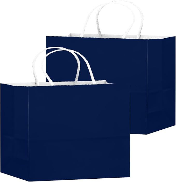 qiqee 24PCS Large Gift Bag with Handles Bulk 13"x4.5"x10" Gift Bags Green Blue Bags Multiple Uses (32x11x25cm,Wide Large)