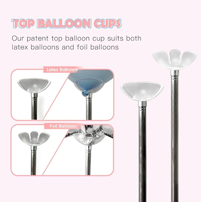 YALLOVE Balloon Column Stand, Set of 2 Balloon Stands (Include Balloons)