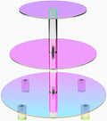 3 Tier Iridescent Acrylic Cupcake Stand, Round Dessert Display Tower for Baby Shower, Birthday Party, Tea Party and Wedding