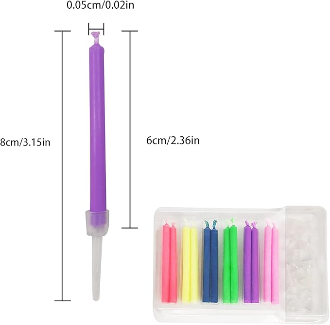 Happy Birthday Cake Candles, Birthday Candle Fun Colorful Candle Holders Included, for Birthday Cakes to Make it a Magical Celebration (Colorful, 24)
