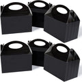 Happyhiram Black 25 CT 6 Inch Candy Boxes Party Favors Stripes Paper Cookie Gift Bags with Handles Gable Boxes Goodie Snack Bags for Graduation Birthday Party
