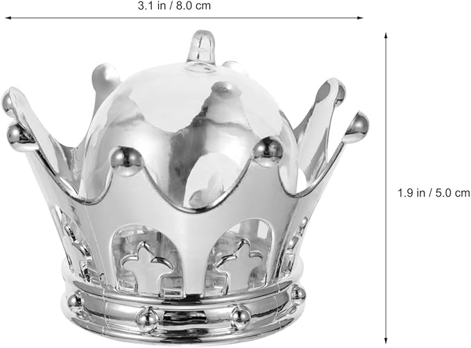 HOMSFOU Hollow Crown Wedding Candy Boxes Small Silver Candy Storage Containers 3.14X3.14X1.96 Inch Party Favor Boxes for Weddings Festivals and Anniversaries