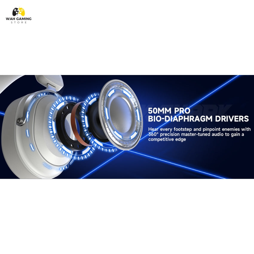 ATTACK SHARK L30PRO Wireless Gaming Headset – 7.1 Surround Sound Tri-Mode Gaming Headphones with 50mm Drivers & Low Latency
