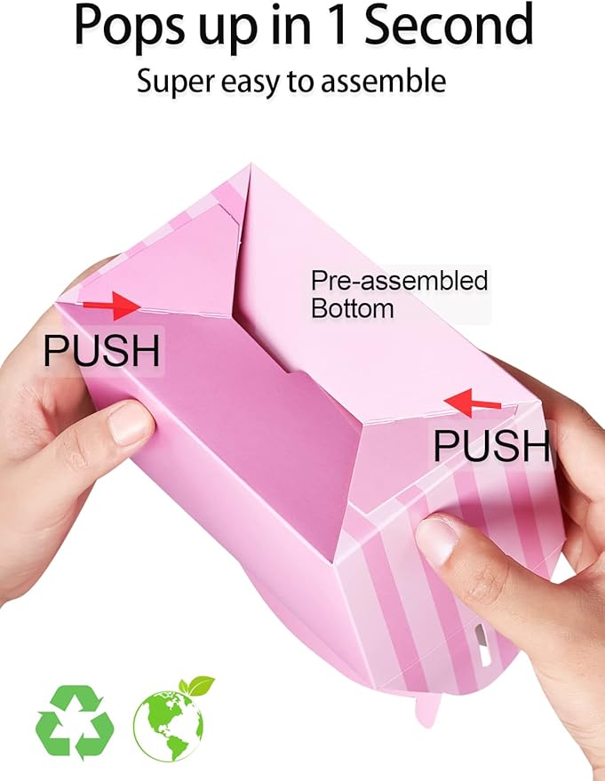 Happyhiram 25 Pcs Party Treat Boxes Pink for Girls, 6 Inch Valentines Candy Boxes Party Favors with Handle Paper Cookie Gift Bags Gable Boxes Snack Goodie Bags for Kids Unicorn Peppa Pig Barbie Theme Birthday Baby Shower Bridal Shower