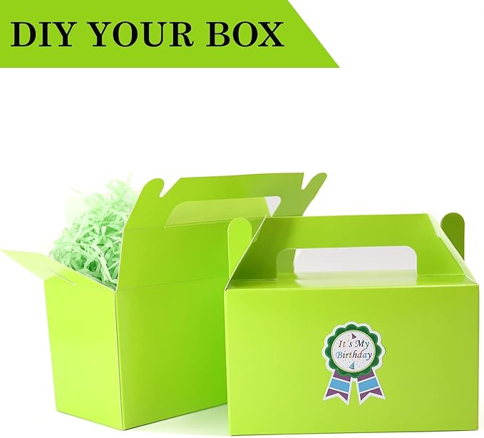 Oletx 12Pcs Green Gable Gift Boxes, 5.9'' Small Party Favor Treat Box, Goodie Box, Cookie Candy Box for S Patricks Day Easter Gift Giving, Birthday Party, Classroom Activity and Any Fun Occasion