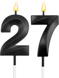 27th Birthday Candles 27 Candles for 27th Birthday Decorations for Boys Happy 27 Birthday Cake Topper Black Birthday Candles Black Number Candles