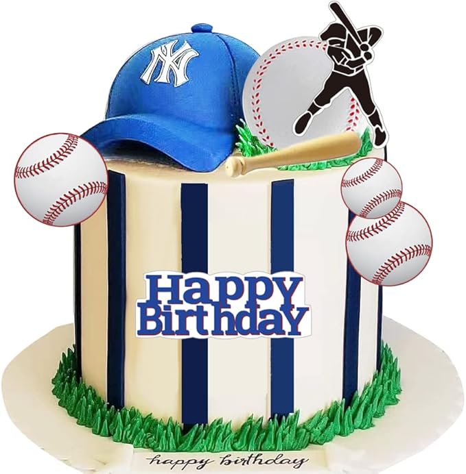 Baseball Hat Cake Topper with Hat Happy Birthday Sign for Baseball Sport Party
