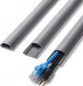 ZhiYo Cord Covers for Wires on Wall, 85in(6 x L14.2in) Cable Hider for Hiding 1-2 Cables, PVC Wire Covers for Cords on Wall Mount TV in Home or Office, Grey W1in x H0.41in