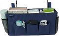 Surblue Bedside Organizer with Hook Bedside Caddy Hanging Storage Bag with Adjustable Straps and Water Bottle Holder for Home College Dorm Bunk Bed Accessories, Crib Bed Rails, Hospital Bed，Navy