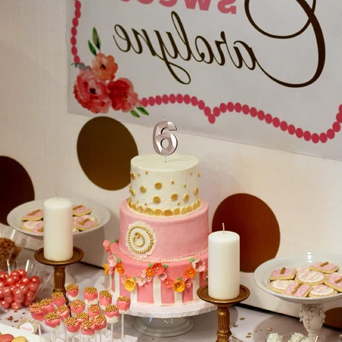 Number Birthday Candles(1 Candle Rose Gold) 3D Diamond Shape Number Happy Birthday Cake Candles for Birthday Party Wedding Decoration Reunions Theme Party