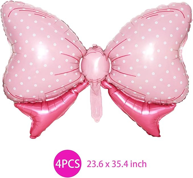 8Pack Gender Reveal Party Balloons, 4Pcs Pink Bow Foil Balloons 4Pcs Foil Basketball Balloons for Throws or Pink Bows Gender Reveal Party Decorations Supplies