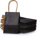 AWELL Mini Size Black Paper Bag With Handle for Party Favors, Wedding, Birthday, Baby Shower - 6x4.5x2.5 inch Recycled Bags, Pack of 24