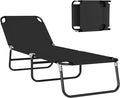 Outsunny Folding Chaise Lounge Pool Chairs, Outdoor Sun Tanning Chairs with 5-Level Reclining Back, Steel Frame for Beach, Yard, Patio, Black