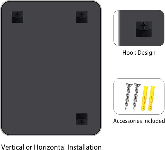 FORBATH 36x48 Inch Silver Bathroom Mirror for Over Sink, Large Rectangular Wall Mirror with Metal Frame, Rounded Corners for Bathroom, Bedroom, Entryway Decor (Horizontal or Vertical)