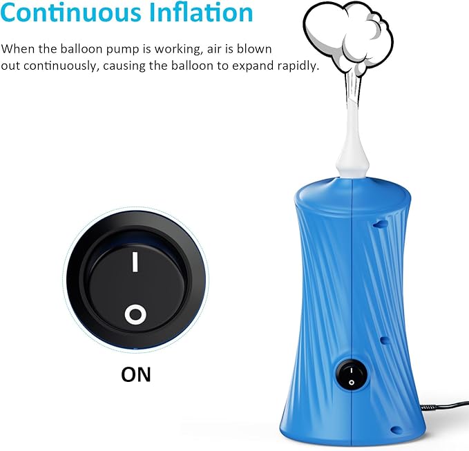 Balloon Pump Electric Balloon Pump Air Balloon Pump Balloon Blower Machine Portable Long Animal Blower Machine Blue/Orange/Pink/Purple Electric Balloon Pump Inflator for Party/Wedding/Birthday Decor