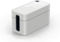 Durable Cavoline Cable Management Box S - Safely Store Power Blocks and Cables - USB Cable Outlet for Charging Devices - Made of Flame Retardant Plastic - Small Box in Gray