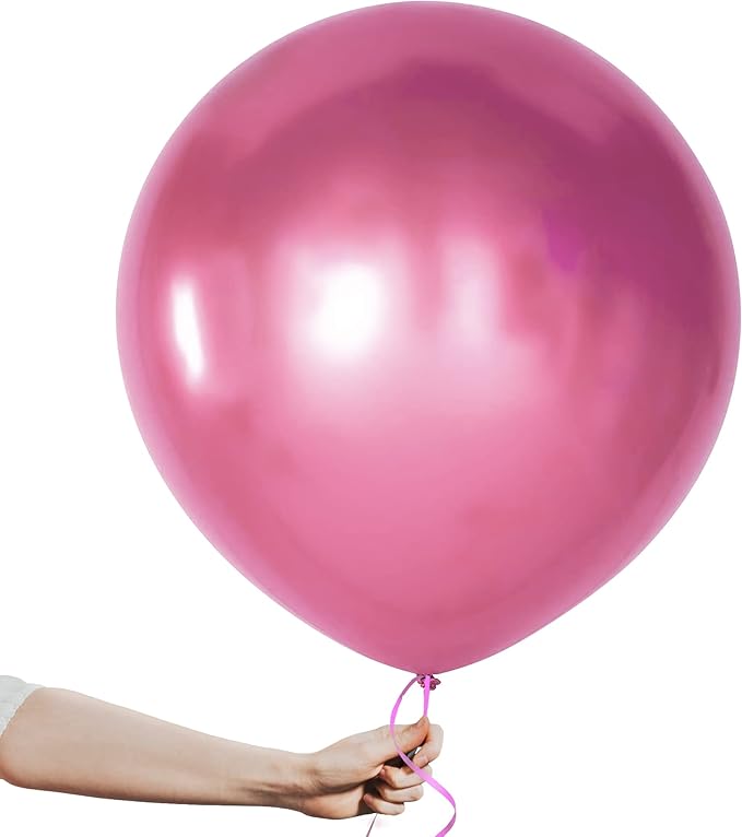 KatchOn, Huge Metallic Hot Pink Balloons - 18 Inch, Pack of 10 | Pink Metallic Balloons for Birthday Decorations | Latex Balloon | Gender Reveal Decorations