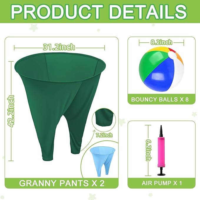 Granny Pants Yard Game Freaky Party Games Pants with Bouncy Balls and Air Pump Oversized Granny Pants Outdoor Game for Adults and Family Interactive Throwing Game for Group Gatherings