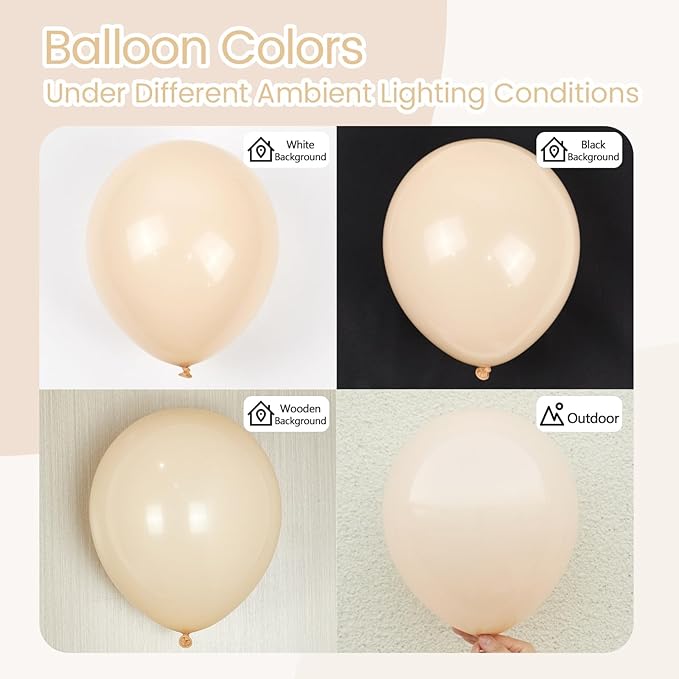 Awenztech 110pcs Nude Balloon Arch Garland Kit, 18 12 10 5 inch Apricot Balloons Different Sizes for Birthday Party Decorations