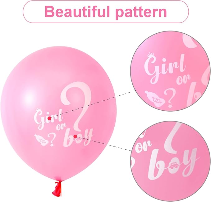 30 Pcs Gender Reveal Balloons Girl or Boy Latex Balloon 12 Inches Pink Blue Party Balloon for Gender Reveal Baby Shower Themed Decorations