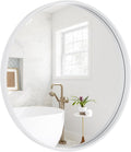 HOMECOOKIN Round Wood Mirror, 31" Round Bathroom Wall Mirror Circle Mirrors for Wall Decor, Vanity, Living Room, Bedroom, Entryway, White