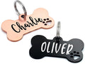 Ultra Joys Dog Tags Personalized for Pets - Hollow Paw Custom Pet ID Tag - Engraved Dog Tag for Small, Large Dogs - Small Bone in Rose
