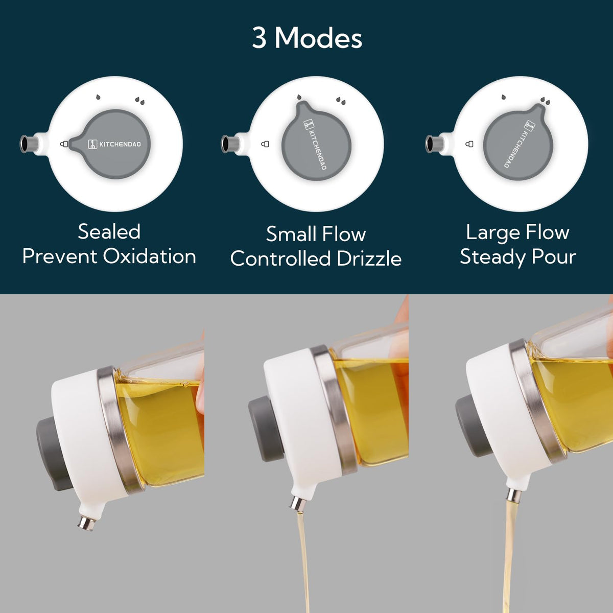 Precision Pour Glass Oil Dispenser with 3 Modes