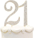 Bling Crystal Rhinestone 21 Birthday Cake Topper - Best Keepsake | 21st Party Decorations Gold