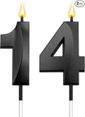 14 Candle for Boy 14 Birthday Candle Black Candles 14 Candles for Cakes Happy 14th Birthday Decorations for Girls Black Birthday Decorations 14th Birthday Cake Topper