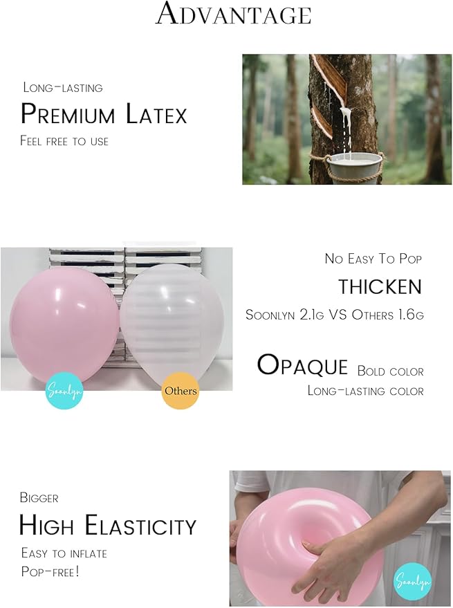 Soonlyn Rose Gold Balloons - 140 Pack, 12 Inch Gold & Pink, Pink Confetti, Arch Kit for Bridal & Baby Showers