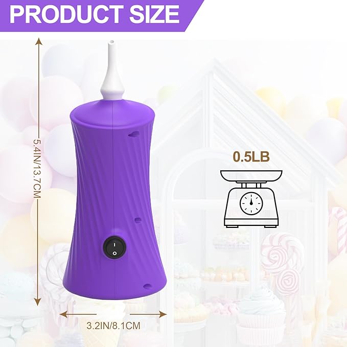 Balloon Pump Electric - Portable Air Balloon Pump for Long Balloons, Balloon Blower Inflator Machine for Twisty, Animal Classic Round, Foil, Latex Balloons