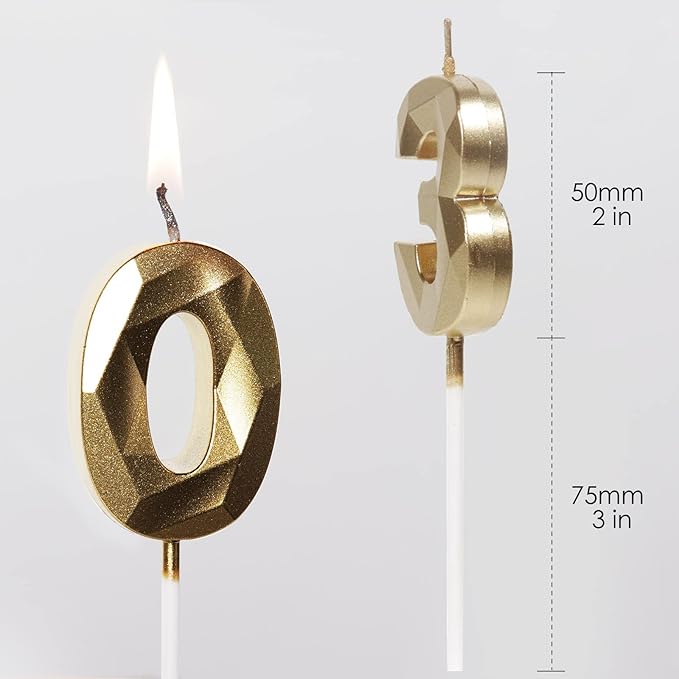 Number 18 Candles,18th Birthday Candles,Gold Happy Birthday Candle for Cake,3D Design Cake Topper Decorations for Boy Men Pet Birthday Party Wedding Anniversary Celebration Supplies